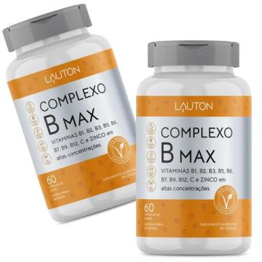 Imagem de Complexo B Max C/ Zinco Premium Lauton Vegano - Kit 2 Biotina Ácido Fó