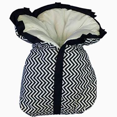 Imagem de Cobertor Saco Manta para Bebê Analu Kids 60x40x14cm - Estampa Chevron Azul Marinho