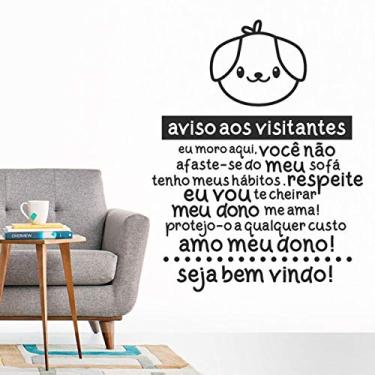 Imagem de Adesivo de parede frase Cachorro Visitantes 58cm x 75cm