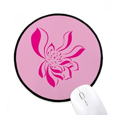Imagem de Mouse pad rosa com folha de lótus flor flor flor de lótus tapete redondo para escritório para computador