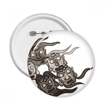 Imagem de Estilo de tinta chinesa Cinco Goblins Pinos Redondos Emblema Decoração de Roupas 5 peças Presente