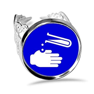 Imagem de DIYthinker Anel de noivado de casamento ajustável com estampa quadrada azul de corrosão