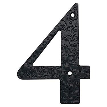 Imagem de Placa de ferro fundido com número de placa flutuante 3D de 12,7 cm em aço carbono preto grande, placa de porta com dígitos de endereço, montagem com parafuso, durável antiferrugem