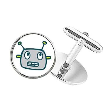 Imagem de DIYthinker Abotoaduras com clipe de punho redondo e robô cinza alienígena