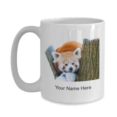 Imagem de Caneca vermelha personalizada - Caneca de café para idéia de panda vermelha, meninos e meninas - Caneca de café de 425 g