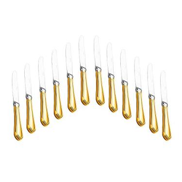 Imagem de Conjunto 12 Facas para Sobremesa Zurich Dourado com Micropartículas de Ouro - Wolff