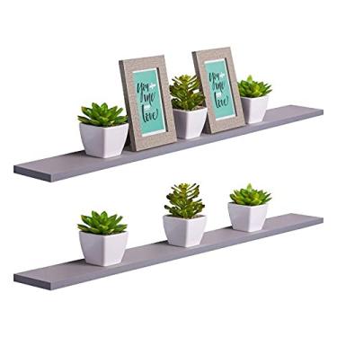 Imagem de Kit 2 Prateleiras 90 x 10cm Cinza Claro Suporte Invisível