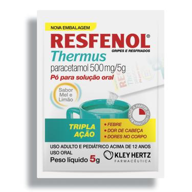 Imagem de Resfenol Thermus Paracetamol 500mg/5g Sabor Mel e Limão Pó para Solução 5g IAG 5g
