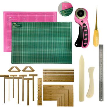 Imagem de Base de Corte A2 45x60 Dupla Face Kit Encadernação Gabarito Esquadros Scrapbook Réguas Cortador de Tecidos Dobradeira Agulhão
