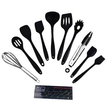 Imagem de Mufern Conjunto de ferramentas de utensílios de cozinha com 10 peças Pinça de silicone Espátula Colheres Pá Pincel Batedor