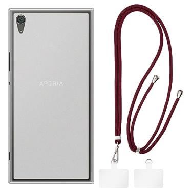 Imagem de Shantime Capa Sony Xperia XA1 Ultra + cordões universais para celular, pescoço/alça macia de silicone TPU capa protetora para Sony Xperia XA1 Ultra (6 polegadas)