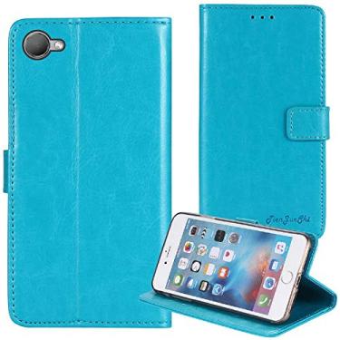 Imagem de TienJueShi Capa protetora de couro flip estilo livro azul TPU silicone Etui carteira para HTC Desire 12 5,5 polegadas
