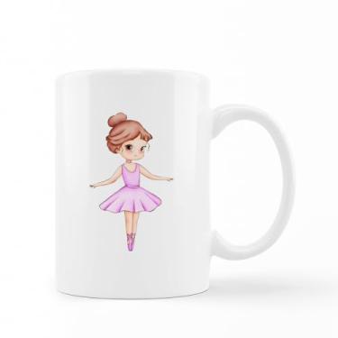 Imagem de caneca porcelana branca Bailarina dancando segunda posicao