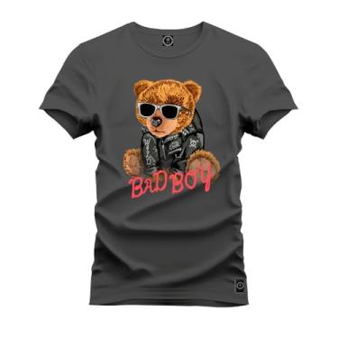 Imagem de Camiseta Plus Size Premium Malha Confortável Estampada Urso Snorcs Grafite G3