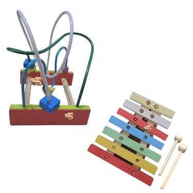 Imagem de Kit Brinquedo Pedagógico Educativo Em Madeira Aramado Tamanho M + Xilofone