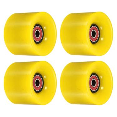 Imagem de PATIKIL Rodas Longboard de 60 mm com rolamentos ABEC-9, pacote com 4 rodas de rua para skates Cruiser substituição de roda 80A, vermelho amarelo