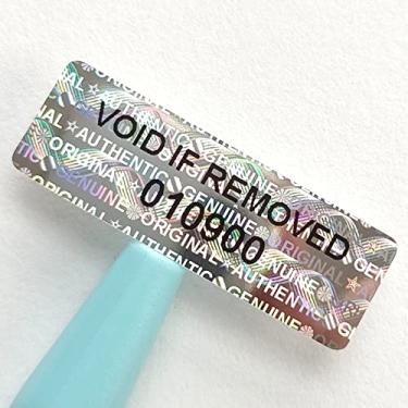Imagem de Adesivos de holograma com etiquetas de segurança de número de série Garantia Vedação vazia Etiquetas invioláveis Adesivos à prova de adulteração para envelopes, caixa e embalagem (3 x 0,4 polegadas,