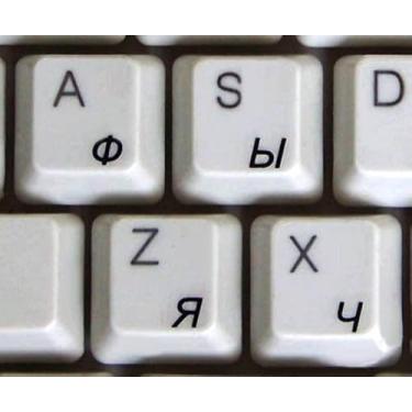 Imagem de Adesivos de teclado russo com fundo transparente com letras pretas para notebooks de computador