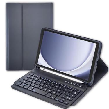Imagem de MePadKey Capa com teclado para Samsung Galaxy Tab A9 22.1 cm SM-X110/X115, capa magnética destacável com ranhuras antiderrapantes e suporte de caneta para tablet A9 (preto)