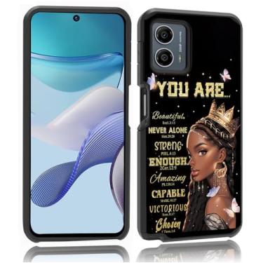 Imagem de Capa para Moto G 5G 2023, à prova de choque, antiarranhões, capa de armadura híbrida de camada dupla para Motorola G 5G 2023, mulheres afro-americanas, rainha negra com borboletas