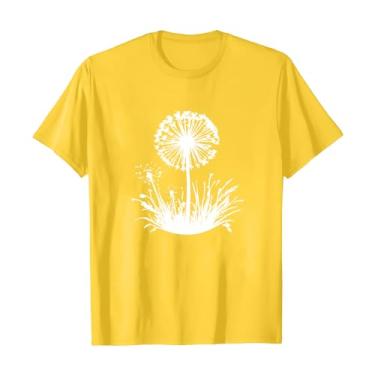 Imagem de Camisetas femininas fofas gola redonda girassol flores silvestres estampa casual camiseta tops de malha, Amarelo, 3G