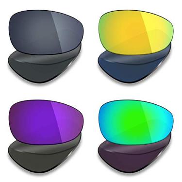 Imagem de 4 pares de lentes polarizadas de substituição da Mryok para óculos de sol Oakley Juliet – Preto IR/ouro 24K/roxo de plasma/verde esmeralda