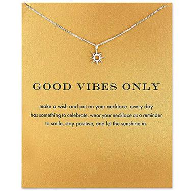 Imagem de Colar de ouro prata borboleta bússola sol amizade com mensagem de desejo de boa sorte, pingente de cartão de mensagem para mulheres, meninas, joias para melhor amiga, presentes de aniversário, Metal