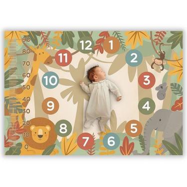 Imagem de Cenario Mesversario Lençol C/ Moldura Fotos do Bebe Unissex