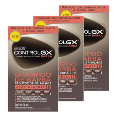 Imagem de Kit 3x Grecin Control Gx Shampoo De Barba Grisalhos 118ml