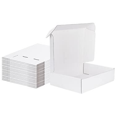 Imagem de MEBRUDY Caixas de envio 12 x 23 x 7 cm, pacote com 20 caixas de papelão ondulado branco literatura para embalagens de pequenas empresas
