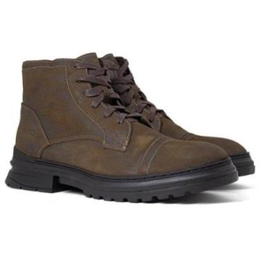 Imagem de Bota Masculina Democrata Garage Eron Casual Cadarço Couro Liso Conforto 528102-Masculino