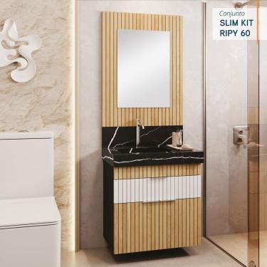 Imagem de Conjunto Completo para Banheiro Slim Kit Ripy 60cm Preto