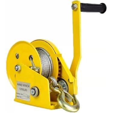 Imagem de Talha de corrente, guincho manual de travamento automático bidirecional com manivela de 1200 libras, grua de tração portátil pequena doméstica com guincho manual de freio