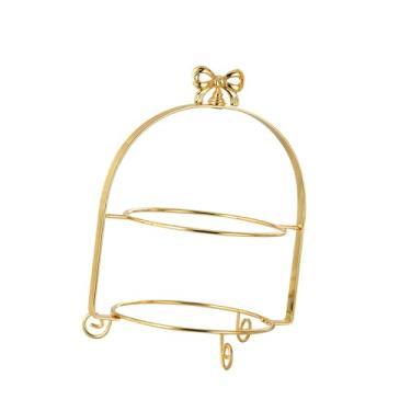 Imagem de Bothyi Suporte para cupcakes, Expositor decorativo para sobremesas, Bandeja para servir festas, Suporte para pratos de frutas para lanches, Suporte para, Ouro, Camada Dupla