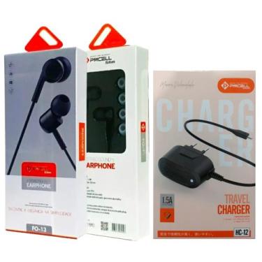 Imagem de Kit Fone De Ouvido Fo-13 Carregador Ultra Rapido Hc12 Pmcell
