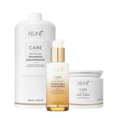 Imagem de Kit Keune Care Satin Oil Shampoo Litro Máscara e Lumi Coat Supreme Cre
