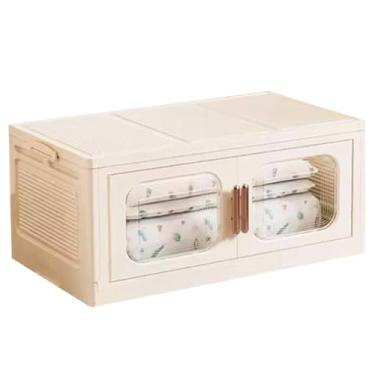 Imagem de Caixas de armazenamento com tampas Caixa de armazenamento de plástico dobrável Caixas de armazenamento empilháveis ​​extra grandes com rodas e portas para roupas