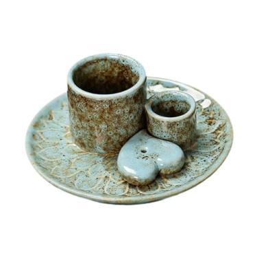 Imagem de Generic Sage Holder Incenso Queimador Fragrância Decorações Cerâmica Censer Candle Holder para Lareira Yoga Desktop Housewarming, Azul