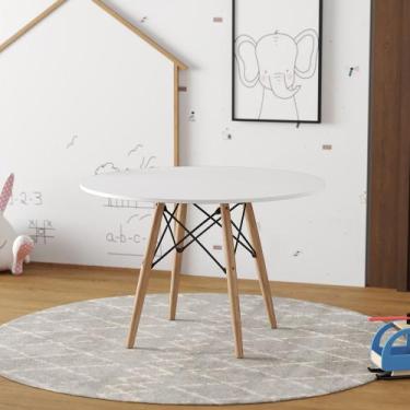 Imagem de Mesa Eames Eiffel Infantil Madeira Tampo 68cm Redondo Branco - CASA PR
