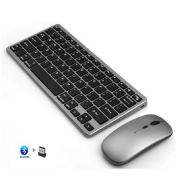 Imagem de Kit Teclado e Mouse Sem Fio Bluetooth + 2.4Ghz Bateria Recarregavel - 