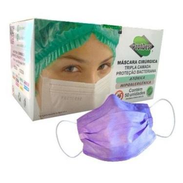 Imagem de Kit 100 Máscara Cirúrgica Tripla Lilás Protdesc