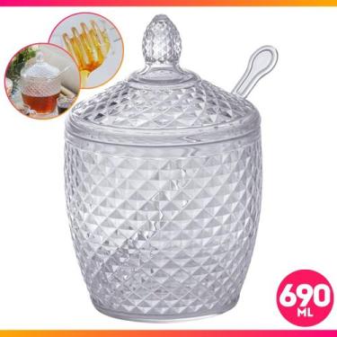Imagem de Meleira Pote Porta Mel De Plástico Cristal Dosador 690ml - Paramount