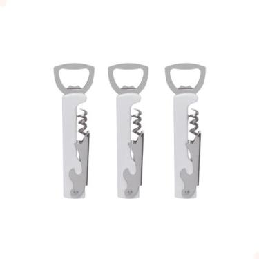 Imagem de Saca Rolha Abridor Lata De Vinho Inox Reforçado Kit 3 - Ladiv
