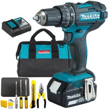 Imagem de Parafusadeira/Furadeira Dhp482 C/Bat+ Carreg + Kit e Bolsa  - MAKITA