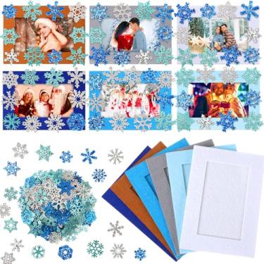 Imagem de Barydat 60 Pieces Christmas DIY Picture Frames Craft Kit for Kids Xmas Felt Photo Frames with 460 Foam Stickers Winter Crafts for Holiday Party Home Christmas Tree Decor (Classic Color,Snow)