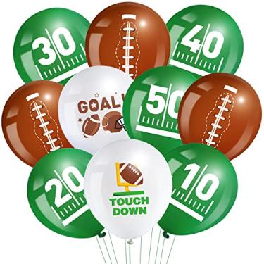 Imagem de 45 Pieces Football Balloons Sport Latex Balloons Football Party Balloons Touch Down White Green Brown Balloons for Game Sports Birthday Party Football Themed Decorations
