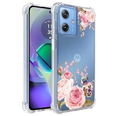 Imagem de Ueokeird Capa de telefone para Moto G54 5G, Motorola G54 XT2343-1 XT2343-5, Capa protetora fina à prova de choque com padrão floral flexível TPU para Motorola Moto G54 5G