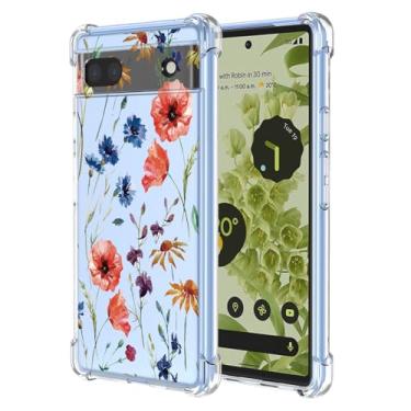 Imagem de JDYGWK Capa para Google 7A Pixel 7A com estampa de flores transparentes, TPU macio, fina, leve, à prova de choque, capa protetora antiarranhões para Google Pixel 7A, cor floral