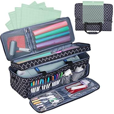 Imagem de NICOGENA Double Layer Carrying Case with Mat Pocket for Cricut Explore Air 2, Cricut Maker, Multi Large Front Pockets for Tools Accessories and Supplies, Lantern Black