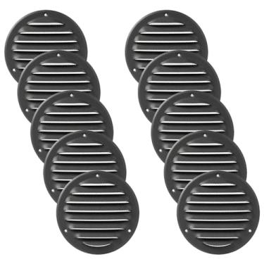 Imagem de Vent Systems Cobertura de ventilação de 10 cm com acabamento fosco antracite, pacote com 10 unidades, tampa para churrasqueira, tela embutida para insetos, ventiladores HVAC para banheiro, escritório em casa, cozinha